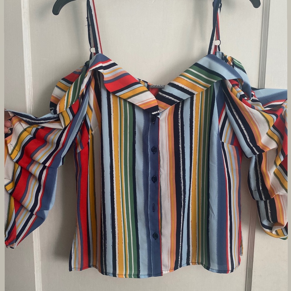 100% polyester Multicolored cold shoulder blouse